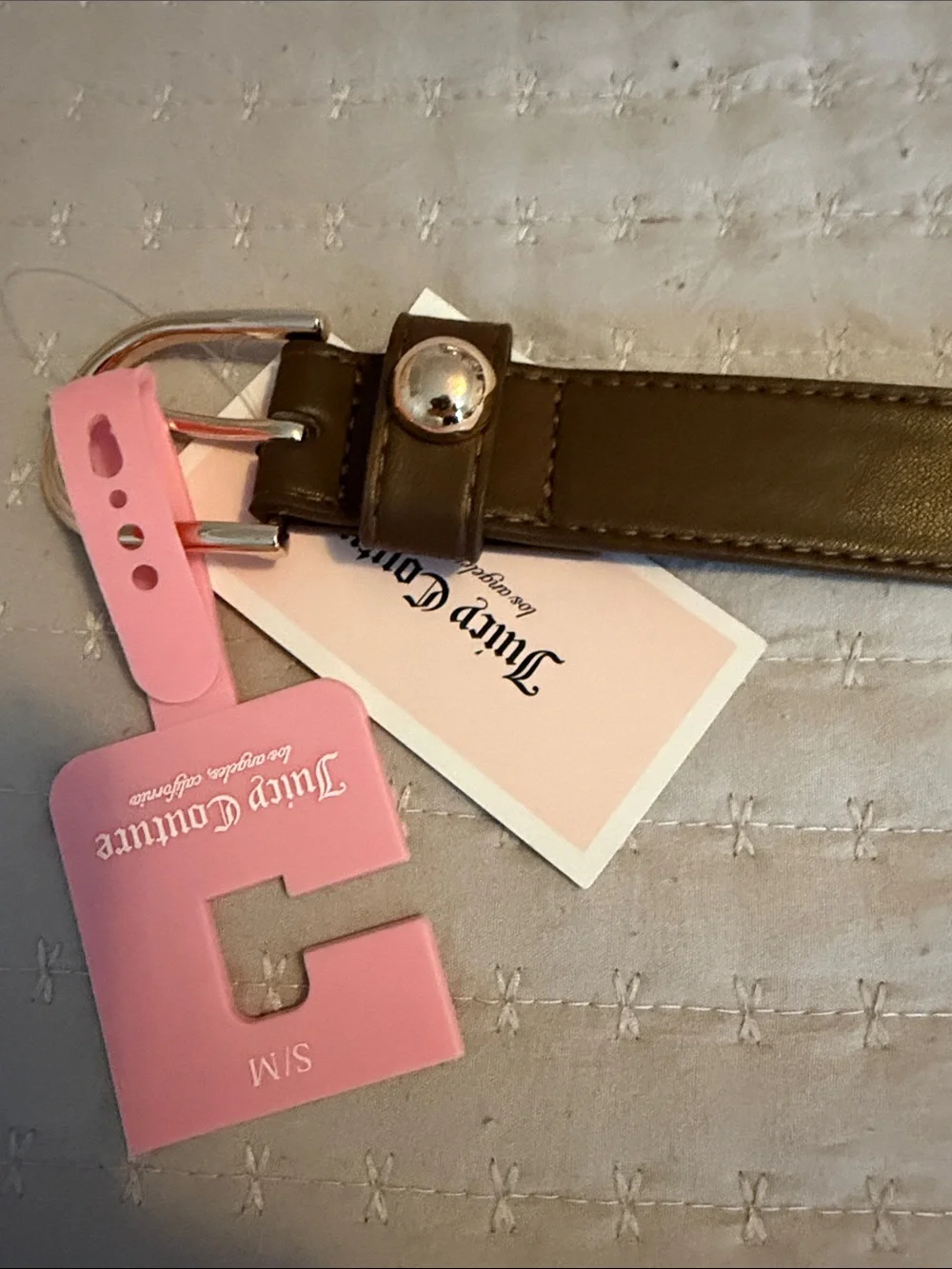 Juicy Couture Brown Leather Stud Belt with Gold-Tone Hardware